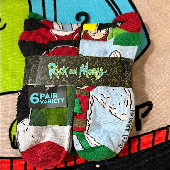 Rick And Morty Shop Other - Rick & Morty Christmas Socks 6 Pack, Men's Shoe Size 6-12 Cartoon Network NEW
